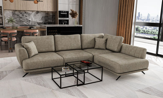 Corner Sleeper Sofa Larde 63 | size: Width: 276cm, Height: 90cm, Depth: 191cm | color: Leve | image: 1 | variant: 1014878