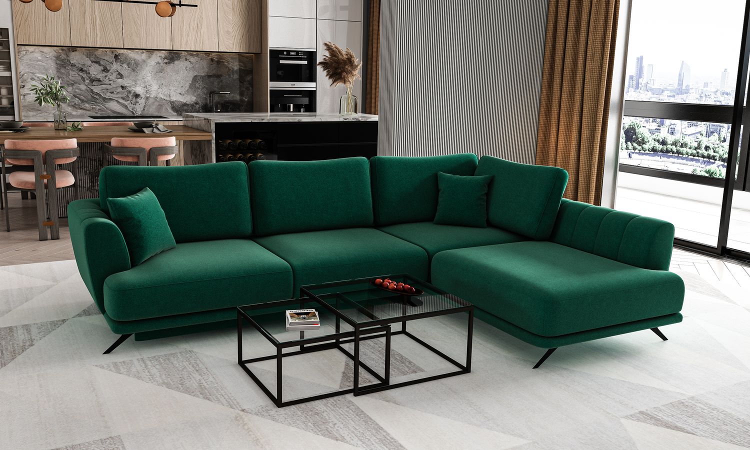 Corner Sleeper Sofa Larde 72 | size: Width: 276cm, Height: 90cm, Depth: 191cm | color: Lukso | image: 1 | variant: 1014887