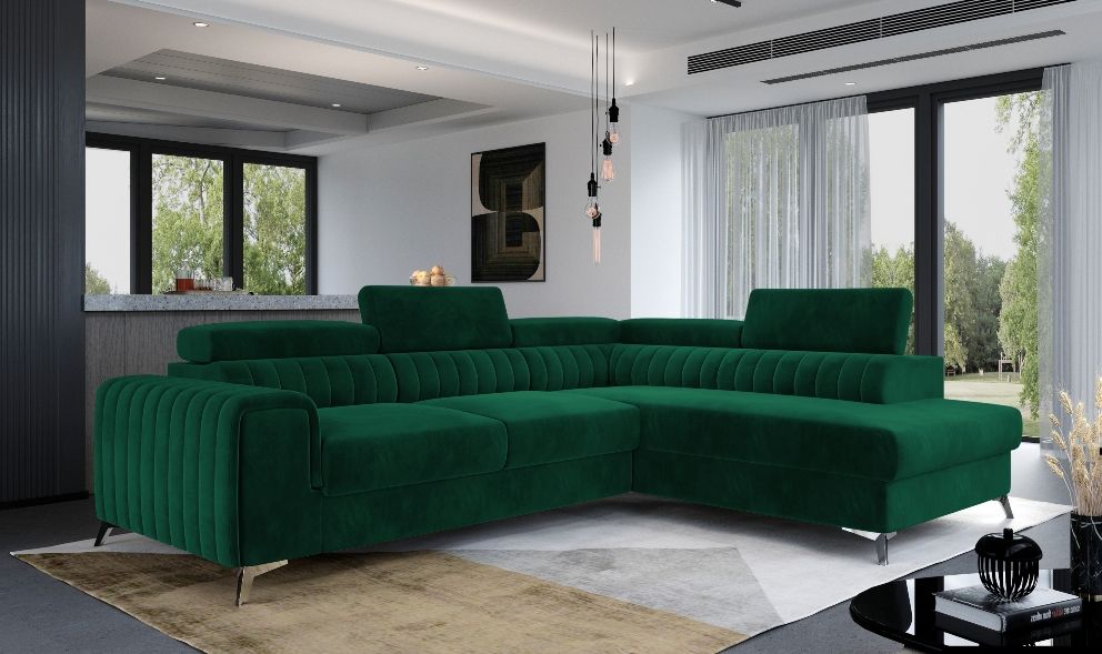 Corner Sleeper Sofa Laurence 8 | size: Width: 275cm, Height: 98cm, Depth: 205cm | color: Green | image: 0 | variant: 1012670