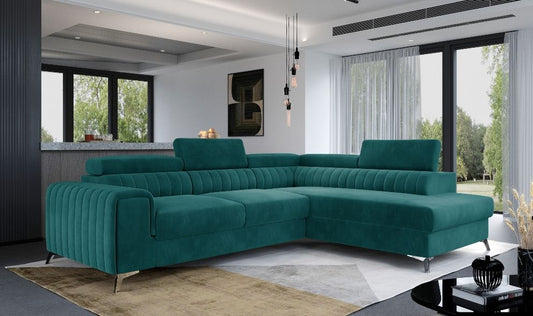 Corner Sleeper Sofa Laurence 9 | size: Width: 275cm, Height: 98cm, Depth: 205cm | color: Green | image: 0 | variant: 1012671