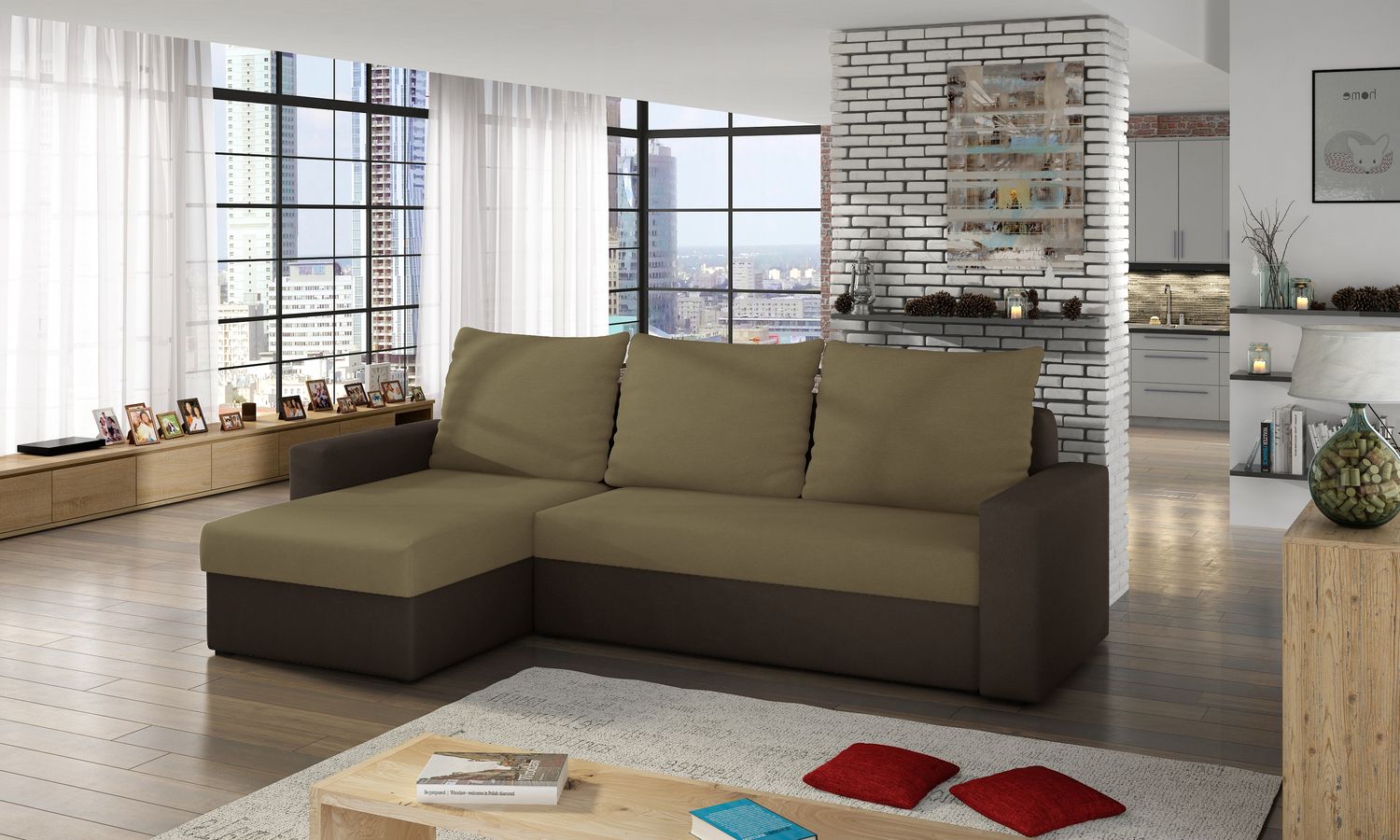 Corner Sleeper Sofa Livio 12 | size: Width: 237cm, Height: 90cm, Depth: 57cm | color: Alova | image: 1 | variant: 1015877