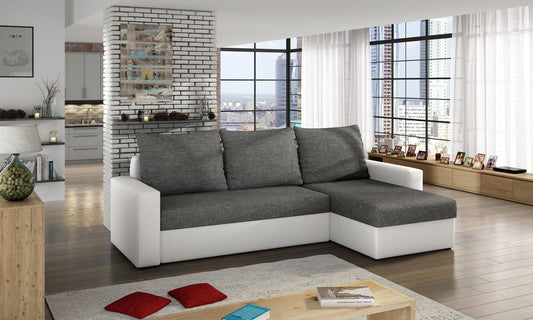 Corner Sleeper Sofa Livio | size: Width: 237cm, Height: 72cm, Depth: 150cm | color: White/Grey | image: 1 | variant: 1014001