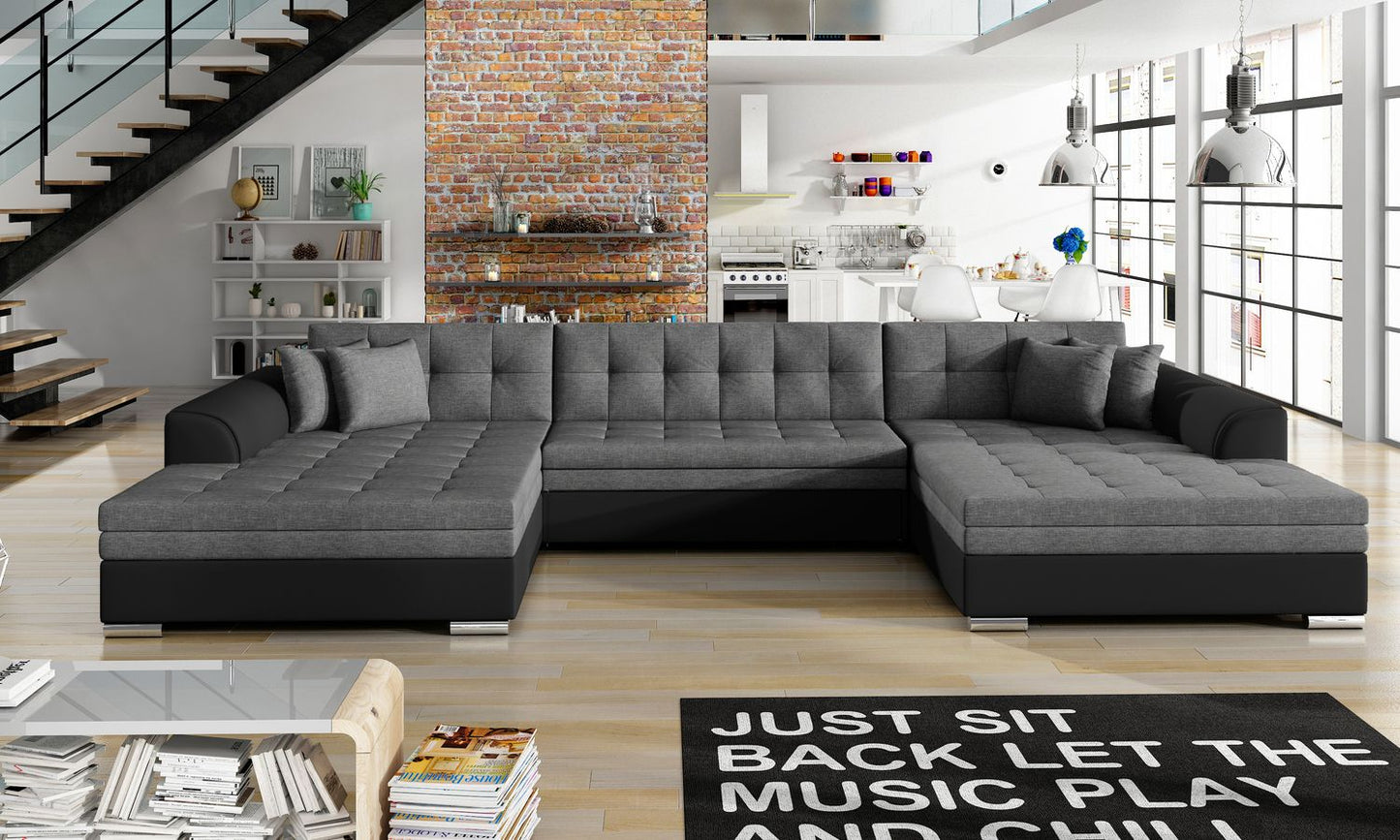 Corner Sleeper Sofa Llandudno 1 | size: Width: 355cm, Height: 80cm, Depth: 60cm | color: Black/Grey | image: 1 | variant: 1015000