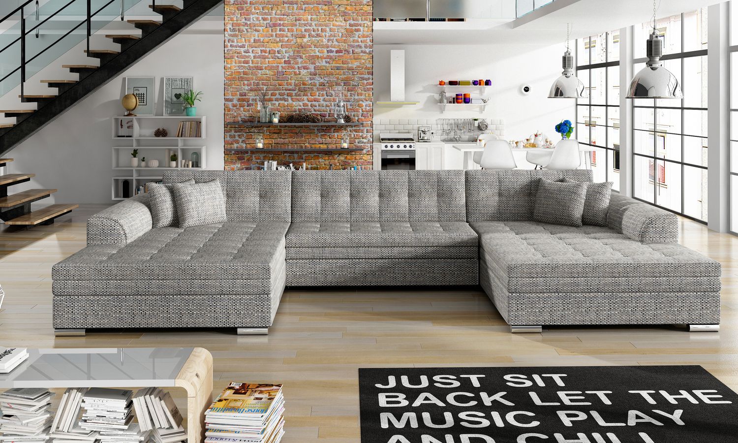 Corner Sleeper Sofa Llandudno | size: Width: 355cm, Height: 80cm, Depth: 60cm | color: Berlin | image: 1 | variant: 1009504