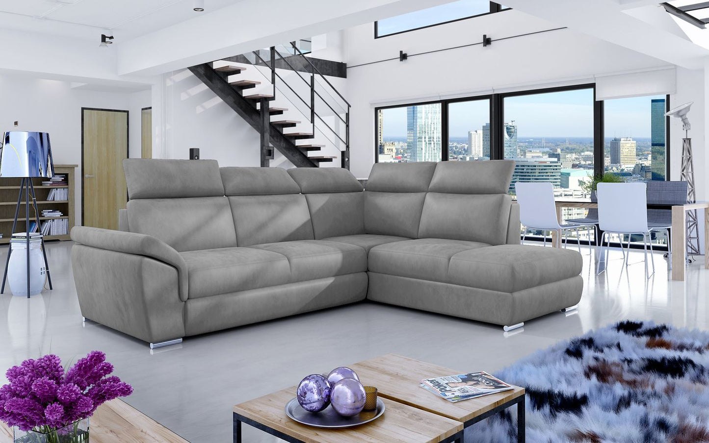 Corner Sleeper Sofa Loreto 10 | size: Width: 260cm, Height: 102cm, Depth: 60cm | color: Monolith | image: 1 | variant: 1015899