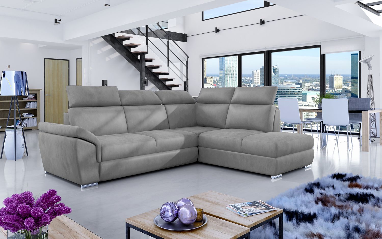 Corner Sleeper Sofa Loreto 10 | size: Width: 260cm, Height: 102cm, Depth: 60cm | color: Monolith | image: 1 | variant: 1015899