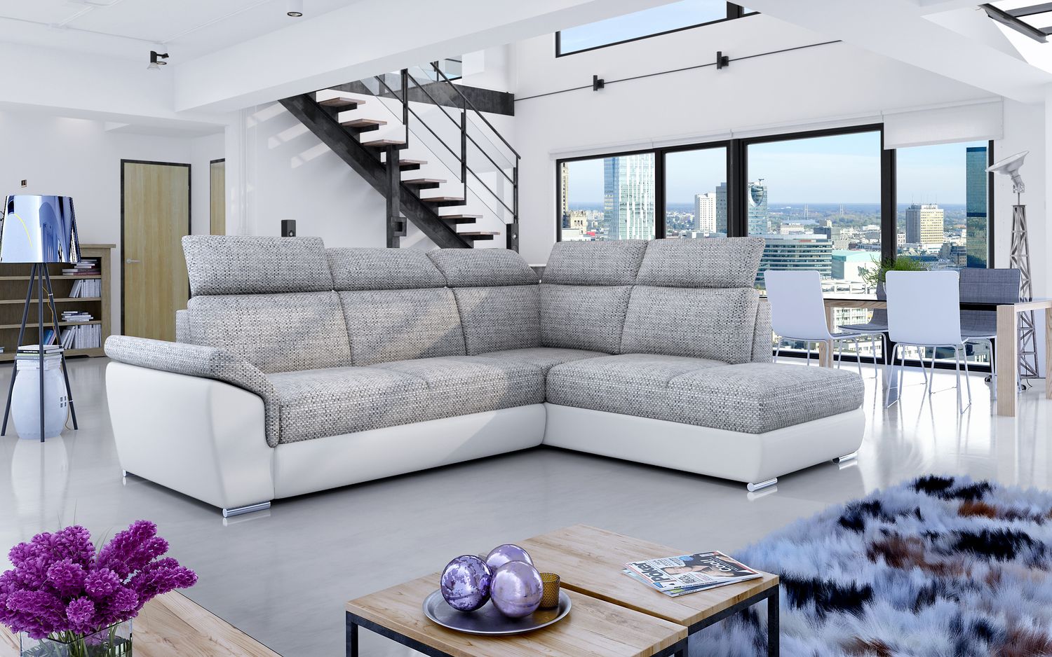 Corner Sleeper Sofa Loreto 13 | size: Width: 260cm, Height: 102cm, Depth: 60cm | color: Berlin/Soft | image: 1 | variant: 1015902