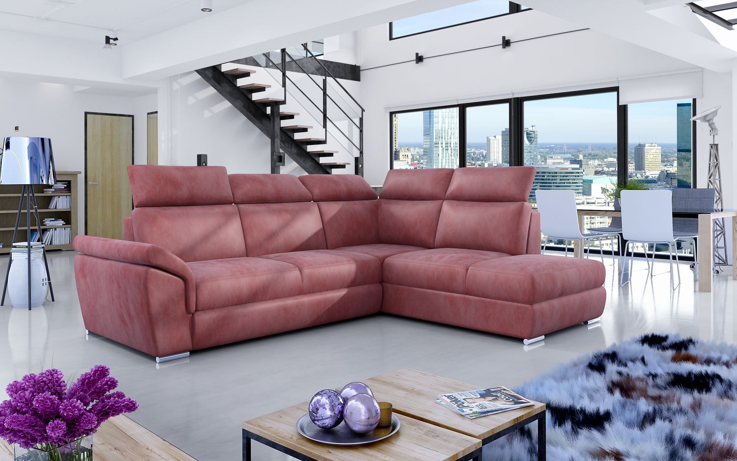 Corner Sleeper Sofa Loreto 8 | size: Width: 260cm, Height: 102cm, Depth: 60cm | color: Monolith | image: 1 | variant: 1015897