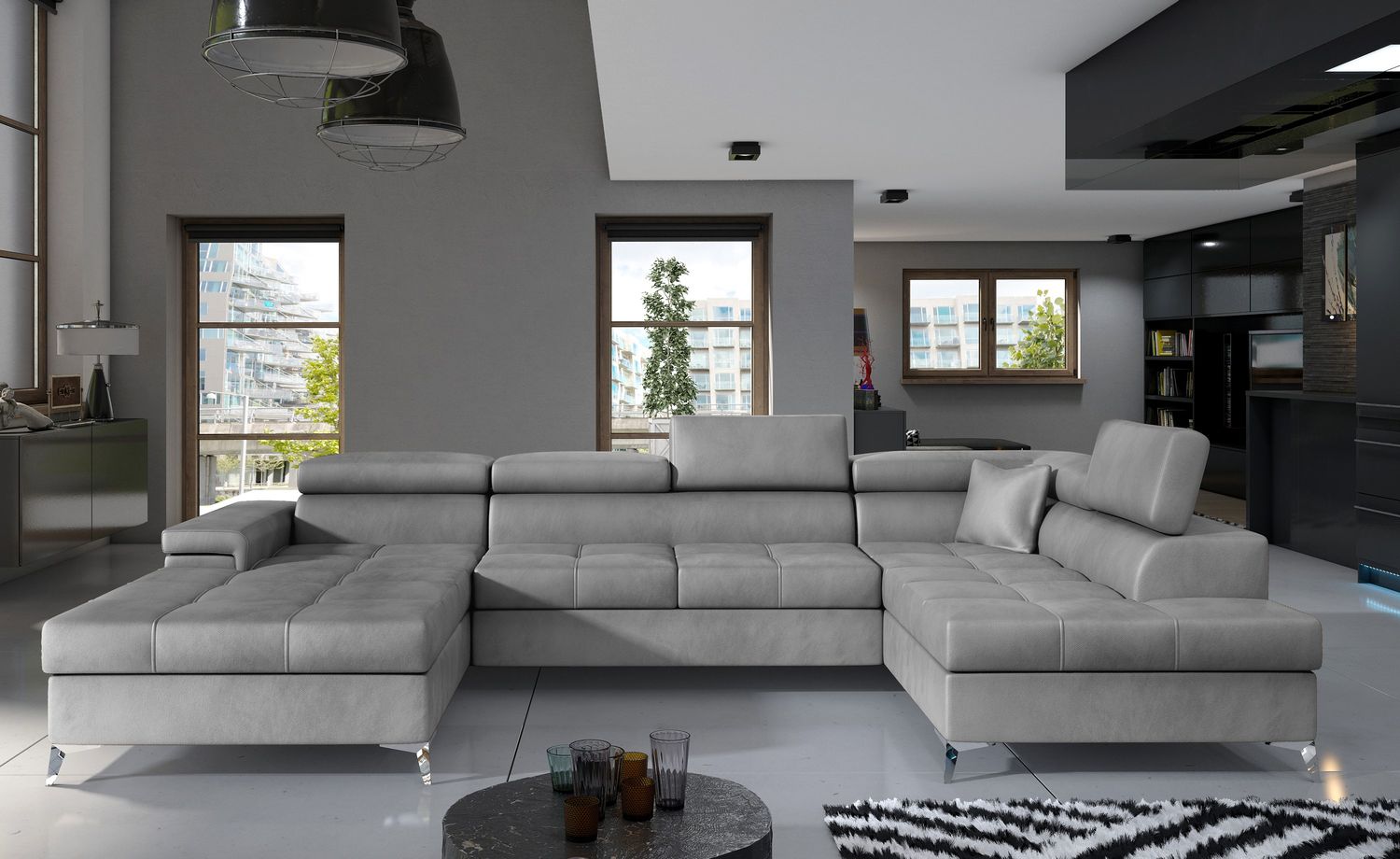 Corner Sleeper Sofa Ludlow 34 | size: Width: 345cm, Height: 90cm, Depth: 60cm | color: Monolith | image: 1 | variant: 1016418