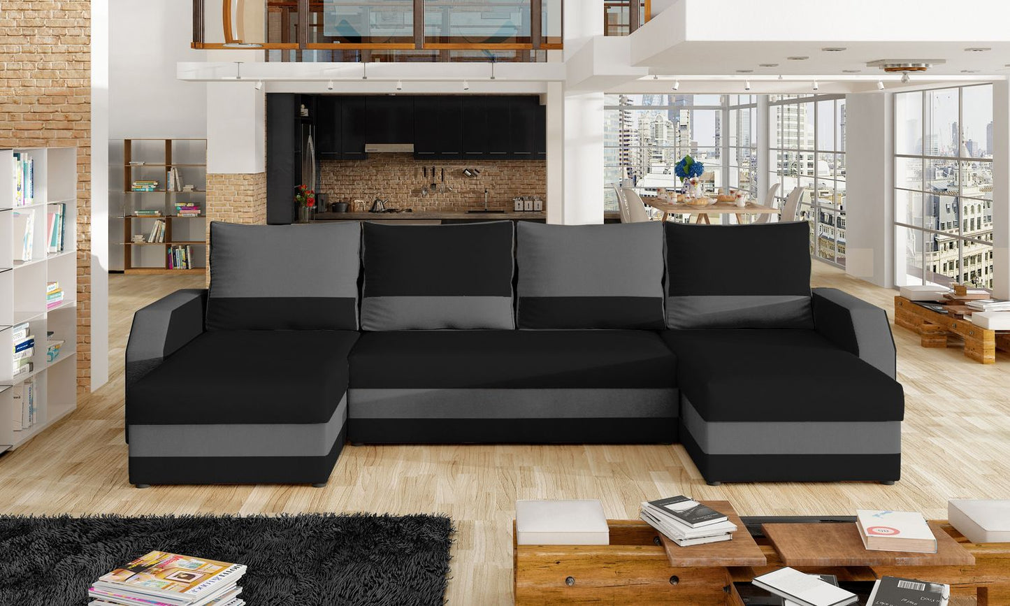 Corner Sleeper Sofa Marion | size: Width: 307cm, Height: 85cm, Depth: 146cm | color: Black/Grey | image: 1 | variant: 1014002