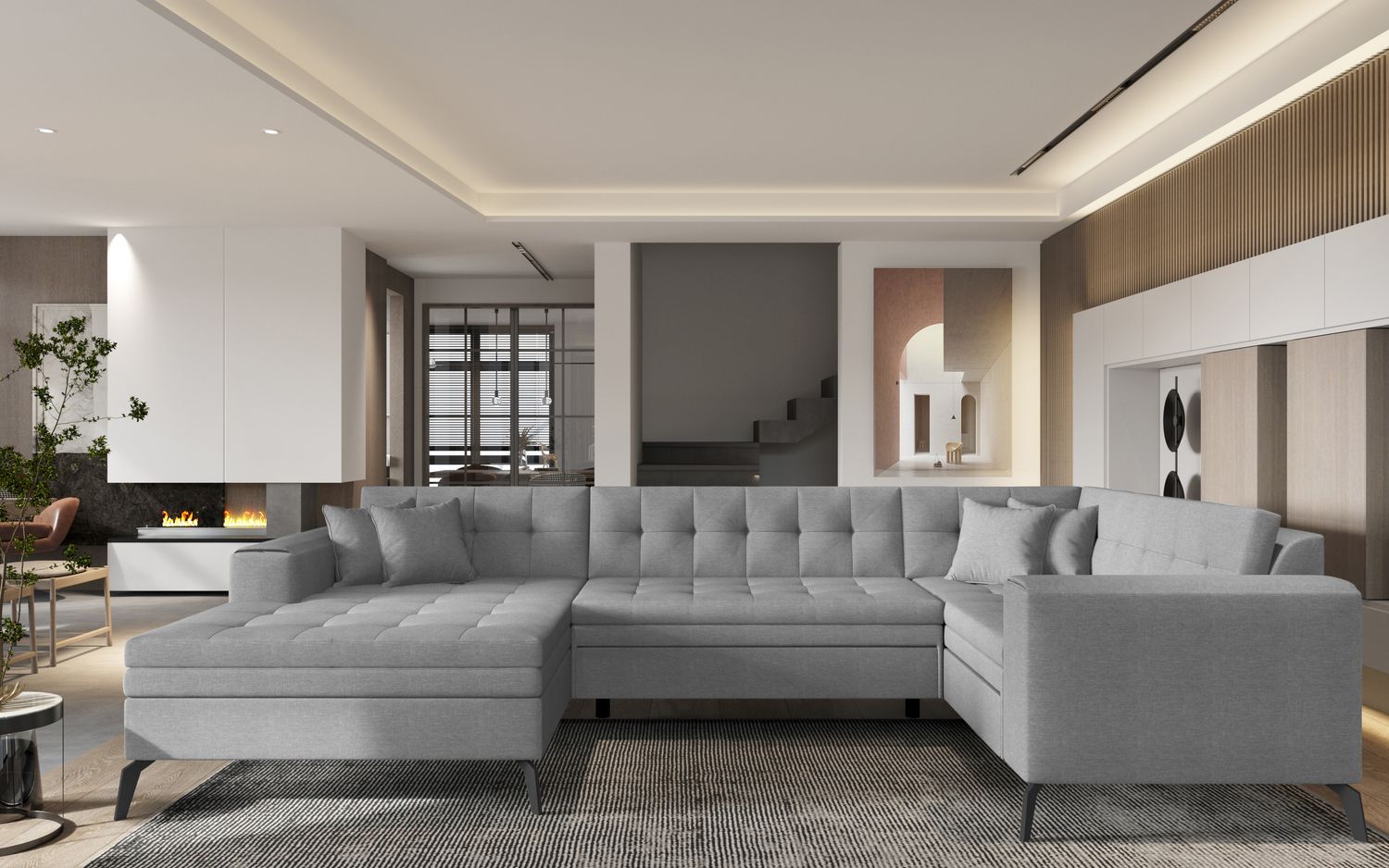 Corner Sleeper Sofa Montez 1 | size: Width: 340cm, Height: 93cm, Depth: 180cm | color: Flores | image: 1 | variant: 1014900