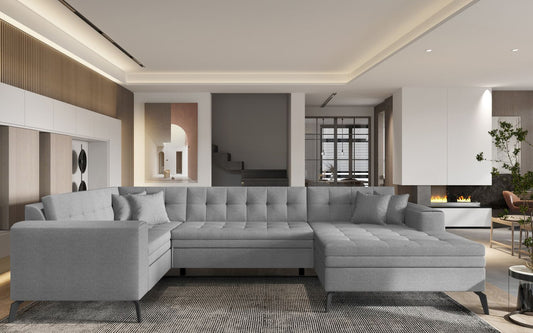 Corner Sleeper Sofa Montez 17 | size: Width: 340cm, Height: 93cm, Depth: 180cm | color: Flores | image: 1 | variant: 1014916