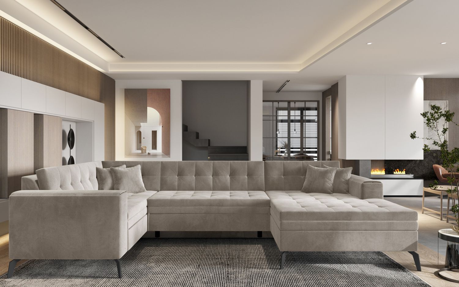 Corner Sleeper Sofa Montez 23 | size: Width: 340cm, Height: 93cm, Depth: 180cm | color: Sola | image: 1 | variant: 1014922