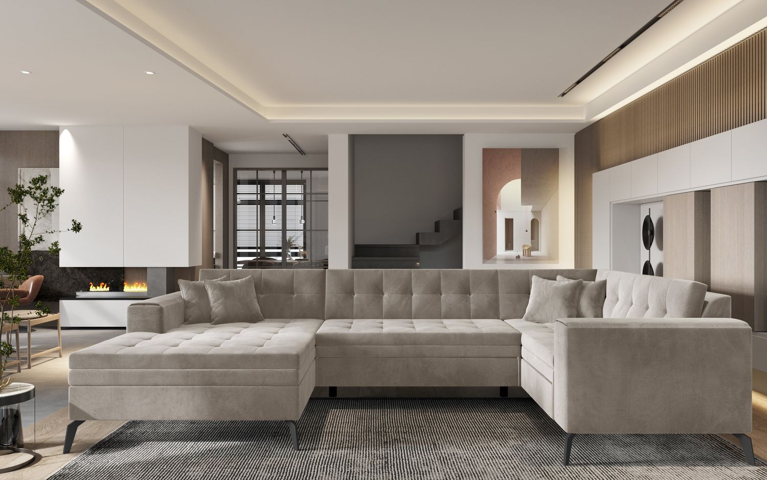 Corner Sleeper Sofa Montez 7 | size: Width: 340cm, Height: 93cm, Depth: 180cm | color: Sola | image: 1 | variant: 1014906