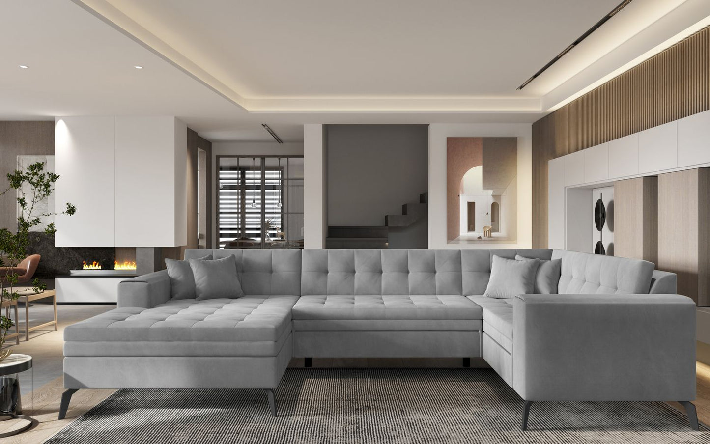 Corner Sleeper Sofa Montez | size: Width: 340cm, Height: 93cm, Depth: 180cm | color: Nube | image: 1 | variant: 1014899
