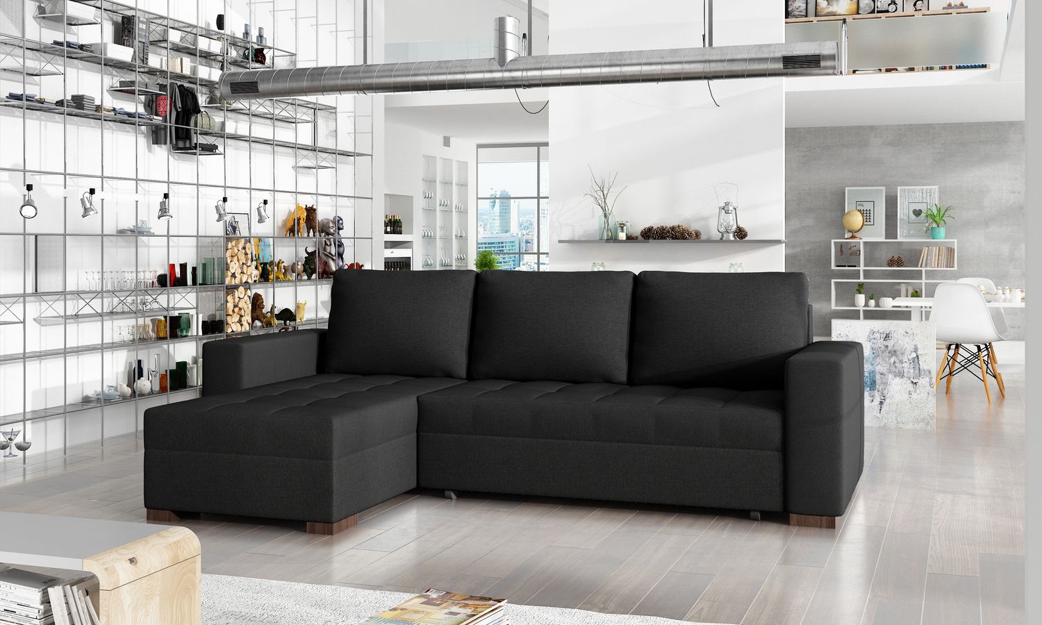 Corner Sleeper Sofa Newark 14 | size: Width: 237cm, Height: 90cm, Depth: 57cm | color: Sawana | image: 1 | variant: 1016173