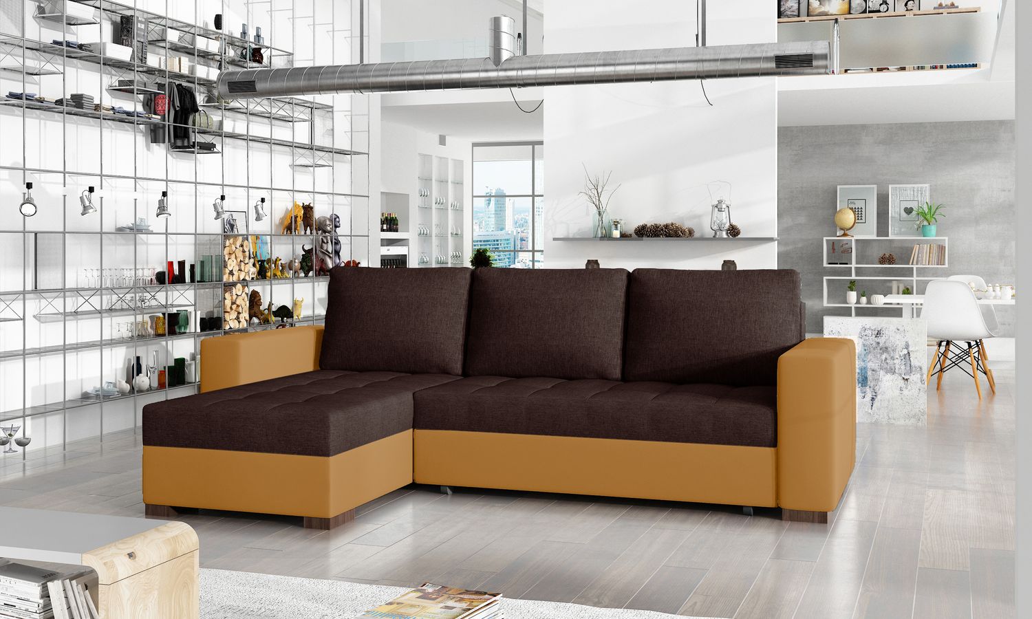 Corner Sleeper Sofa Newark 3 | size: Width: 237cm, Height: 90cm, Depth: 57cm | color: Sawana/Soft | image: 1 | variant: 1016162