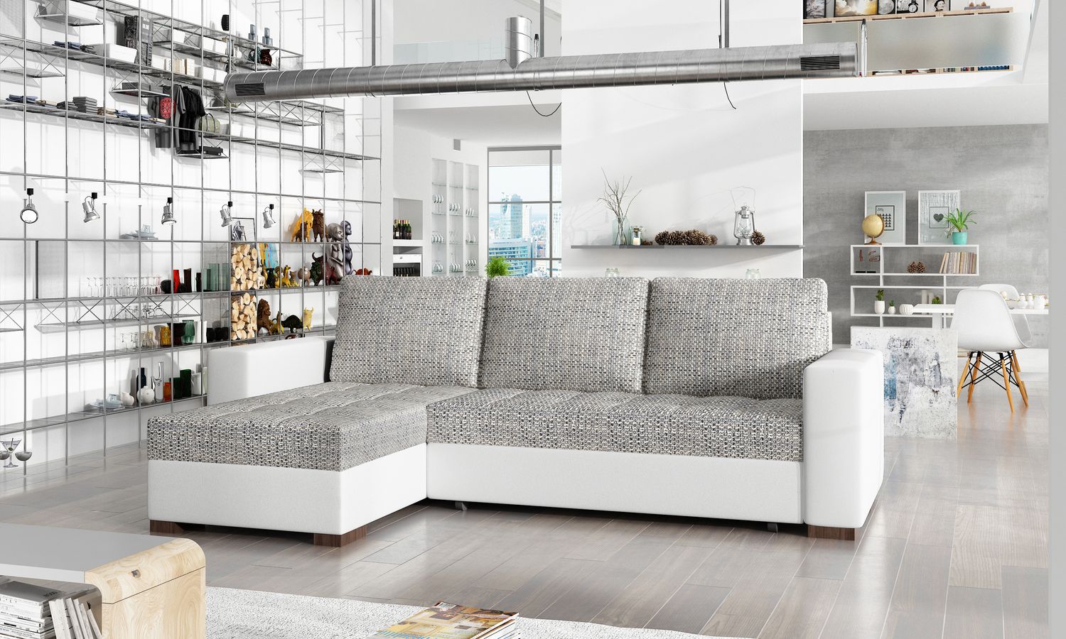 Corner Sleeper Sofa Newark 6 | size: Width: 237cm, Height: 90cm, Depth: 57cm | color: Berlin/Soft | image: 1 | variant: 1016165