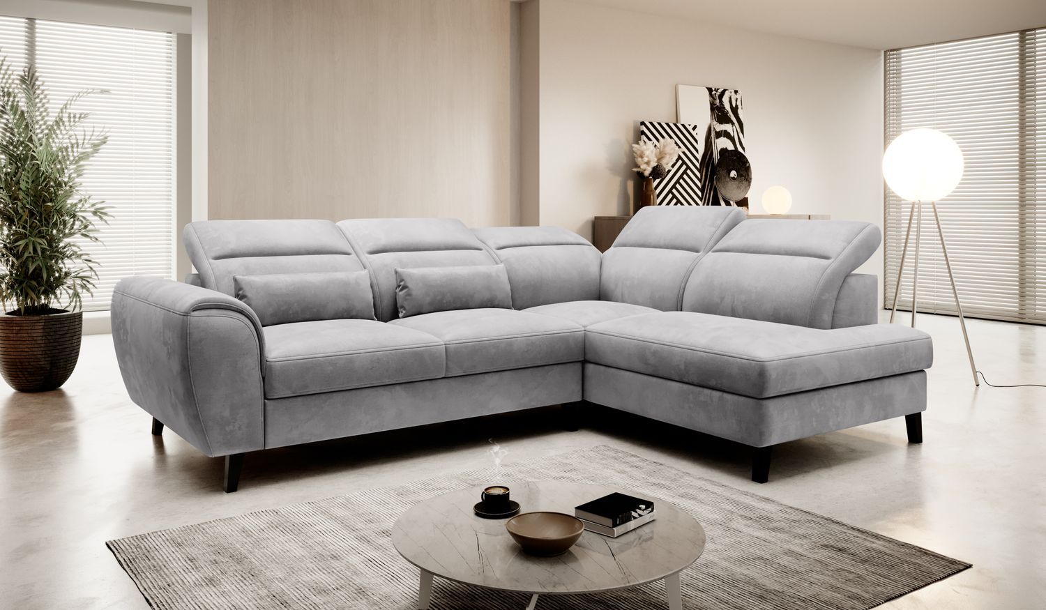 Corner Sleeper Sofa Noble 44 | size: Width: 255cm, Height: 100cm, Depth: 201cm | color: Nube | image: 1 | variant: 1015095