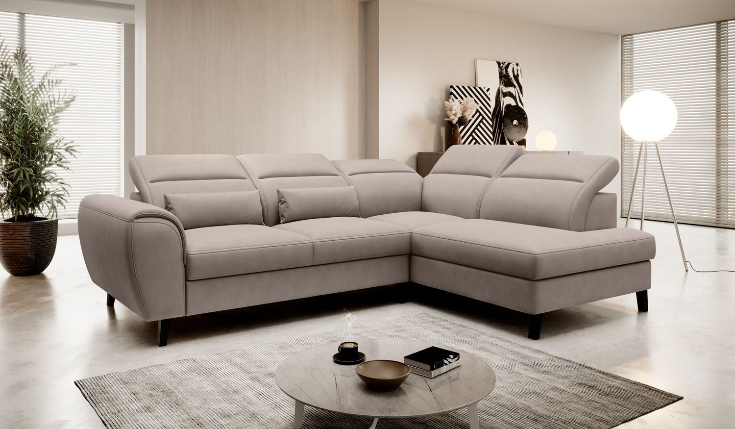 Corner Sleeper Sofa Noble 58 | size: Width: 255cm, Height: 100cm, Depth: 201cm | color: Poco | image: 1 | variant: 1015109