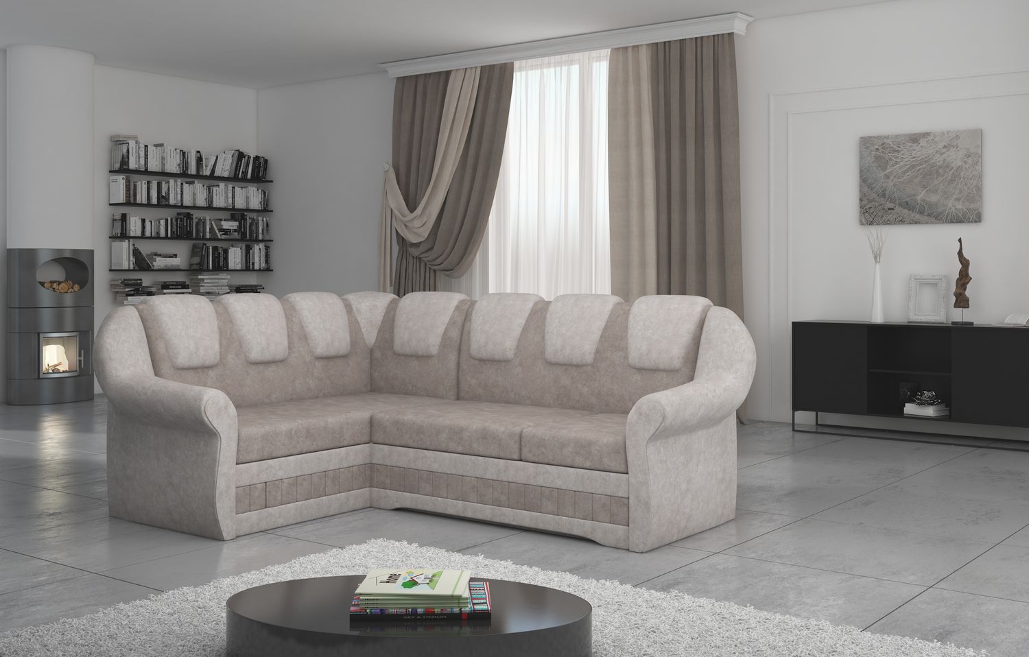 Corner Sleeper Sofa Oakham 1 | size: Width: 180cm, Height: 105cm, Depth: 55cm | color: Dora | image: 1 | variant: 1016765