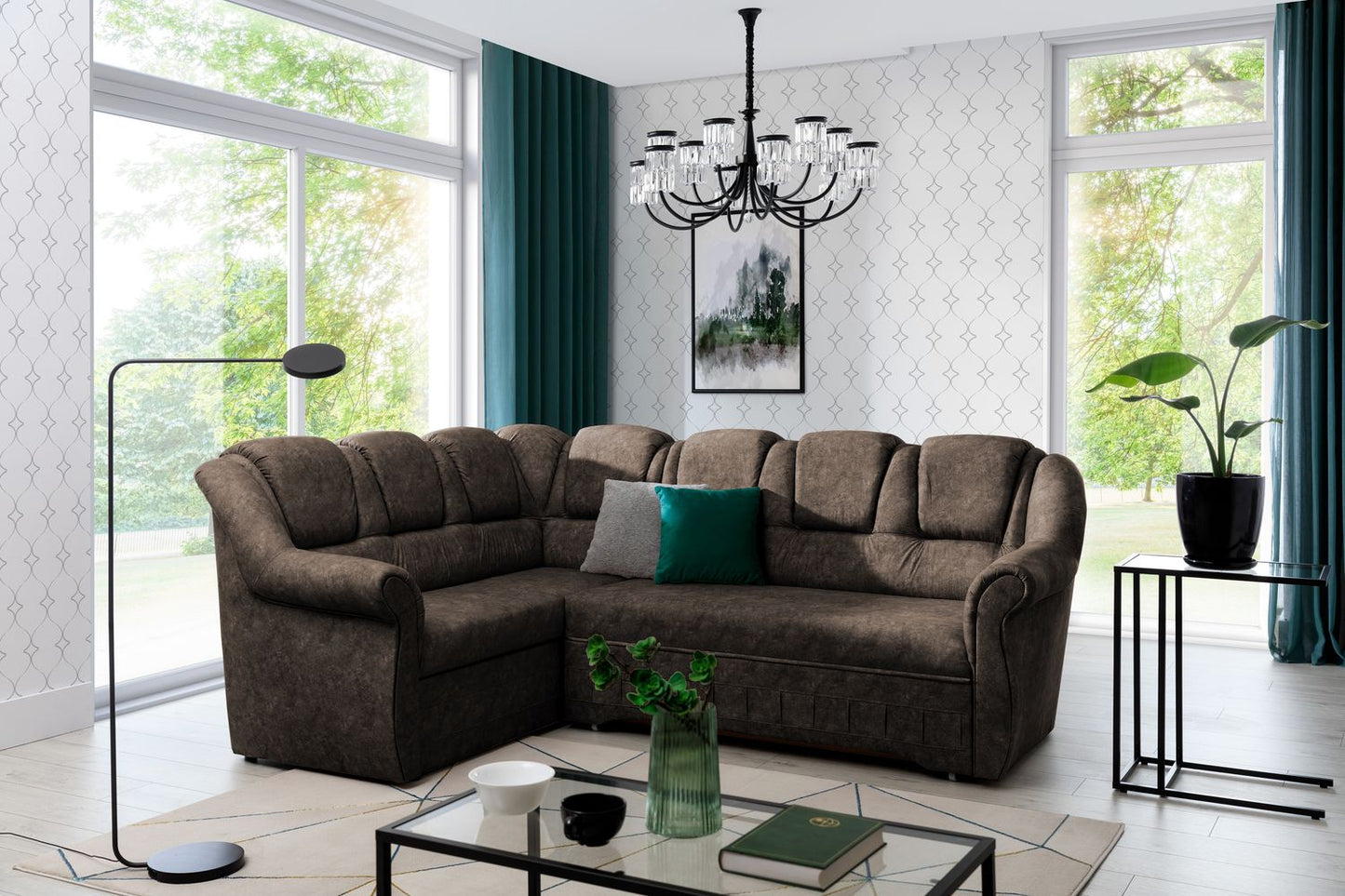 Corner Sleeper Sofa Oakham 37 | size: Width: 243cm, Height: 105cm, Depth: 190cm | color: Dora | image: 1 | variant: 1016801
