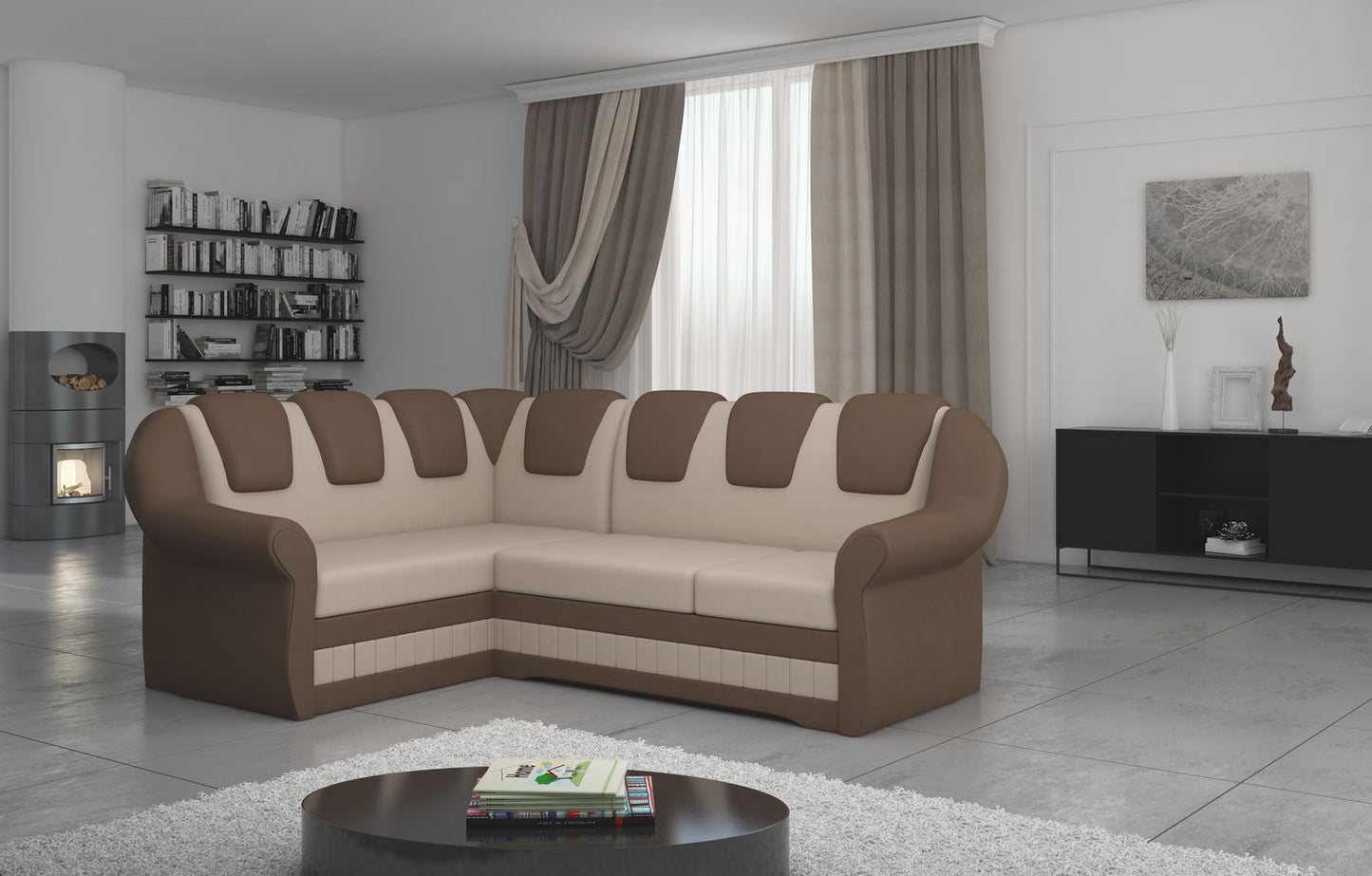 Corner Sleeper Sofa Oakham 4 | size: Width: 243cm, Height: 105cm, Depth: 55cm | color: Jasmine/Soft | image: 1 | variant: 1016768