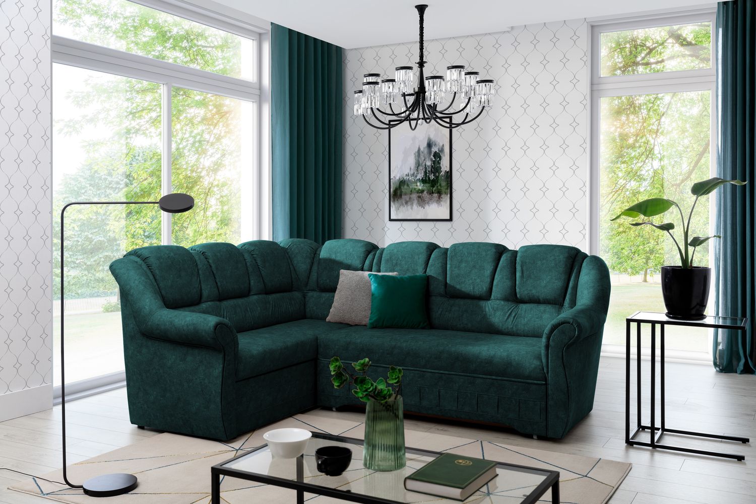 Corner Sleeper Sofa Oakham 41 | size: Width: 243cm, Height: 105cm, Depth: 190cm | color: Dora | image: 1 | variant: 1016805