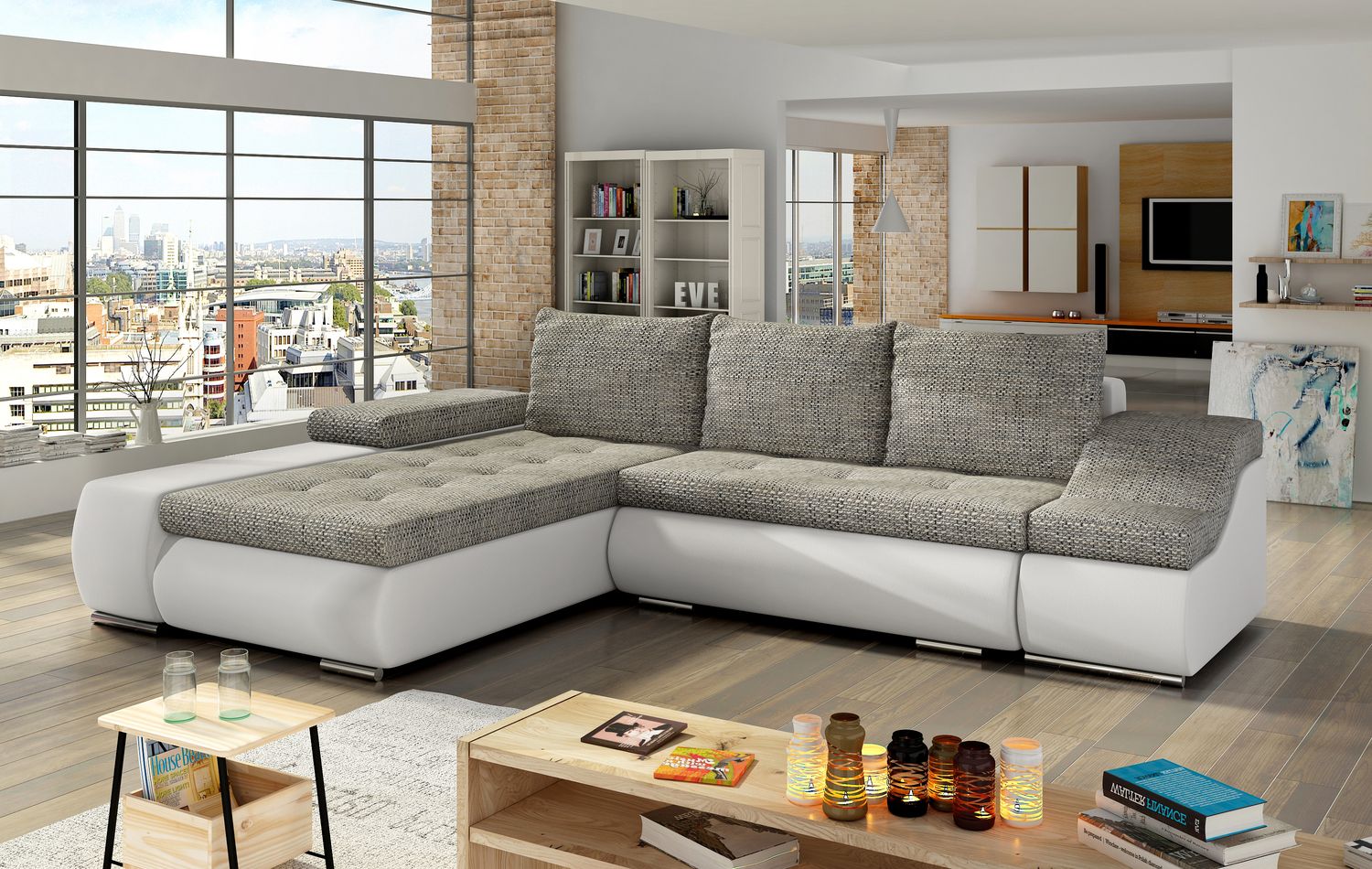 Corner Sleeper Sofa Ontario | size: Width: 296cm, Height: 88cm, Depth: 53cm | color: Berlin/Soft | image: 1 | variant: 1001714
