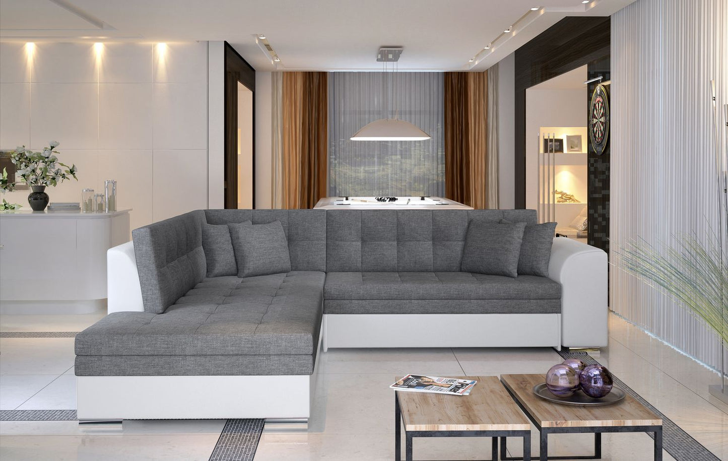Corner Sleeper Sofa Pieretta | size: Width: 260cm, Height: 80cm, Depth: 58cm | color: Sawana/Soft | image: 1 | variant: 1016284