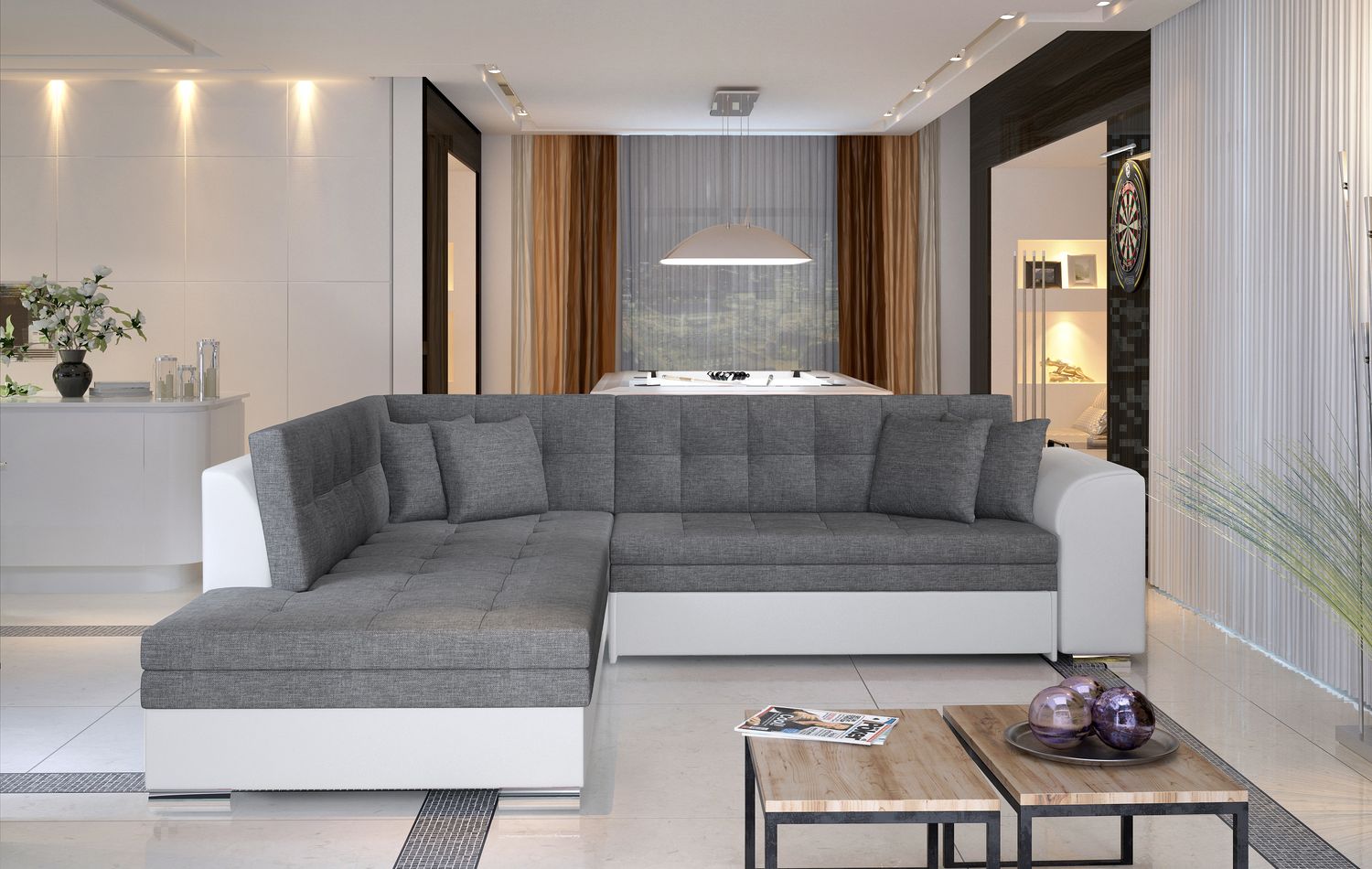Corner Sleeper Sofa Pieretta | size: Width: 260cm, Height: 80cm, Depth: 58cm | color: Sawana/Soft | image: 1 | variant: 1016284