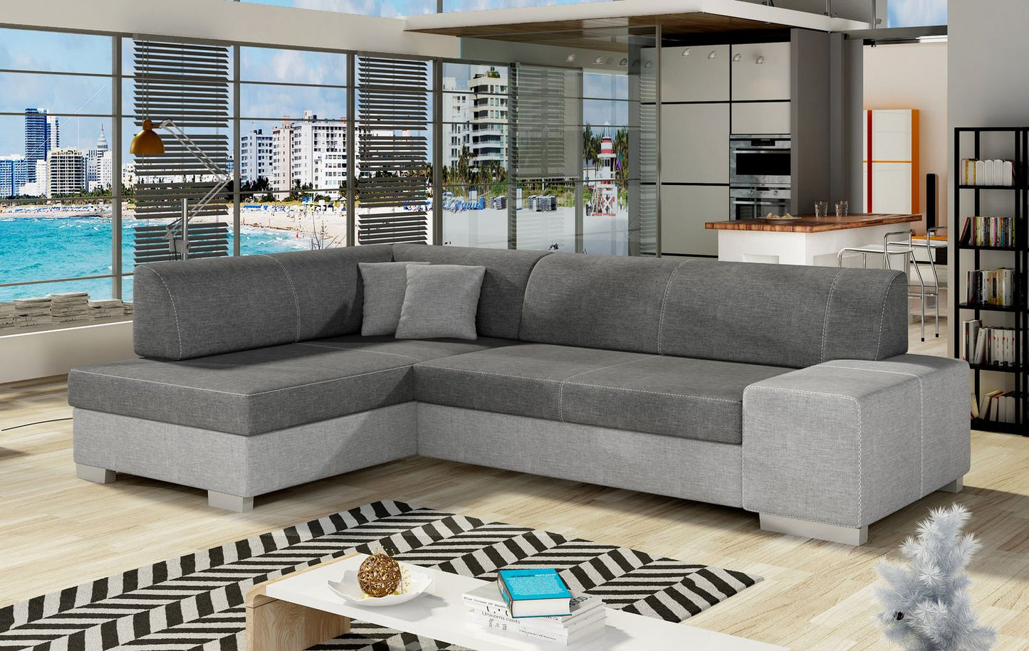 Corner Sleeper Sofa Salisbury 17 | size: Width: 268cm, Height: 73cm, Depth: 167cm | color: Sawana | image: 1 | variant: 1016620