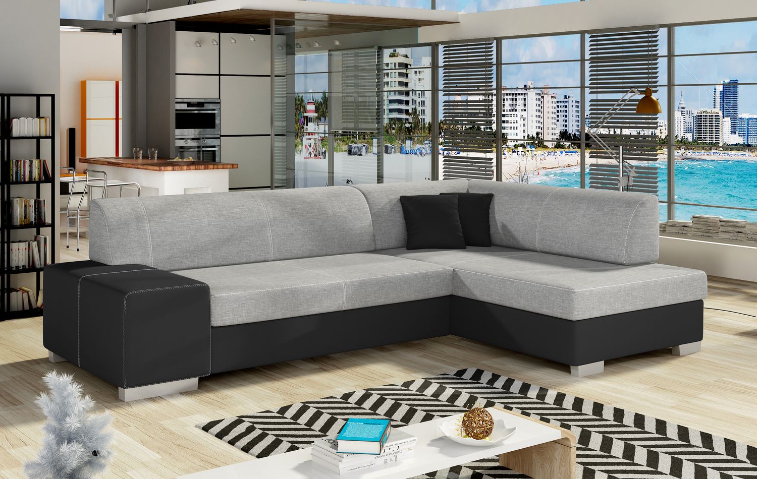 Corner Sleeper Sofa Salisbury 24 | size: Width: 268cm, Height: 73cm, Depth: 167cm | color: Sawana/Soft | image: 1 | variant: 1016627