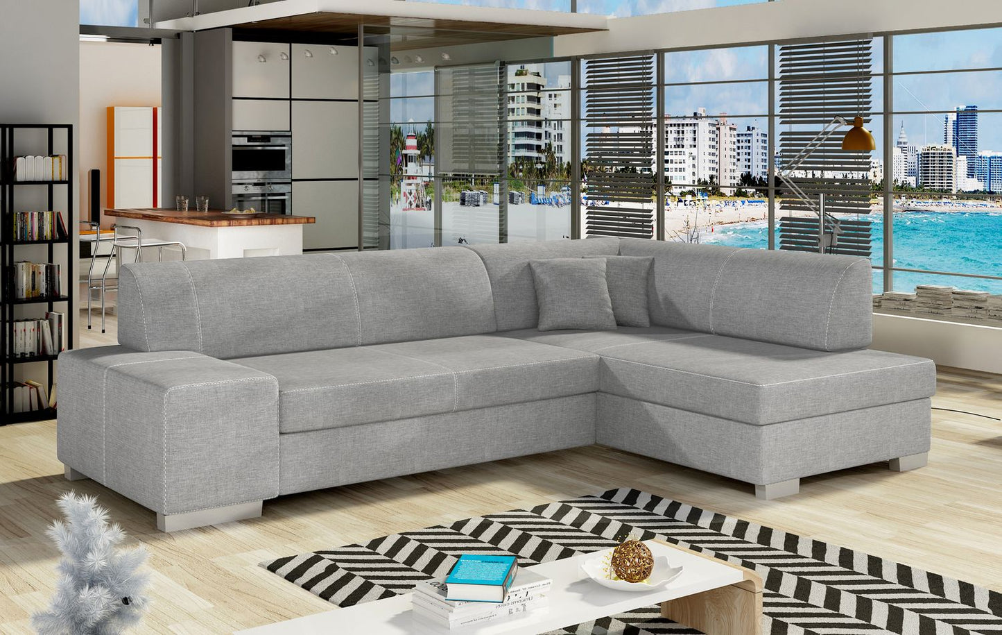 Corner Sleeper Sofa Salisbury 32 | size: Width: 268cm, Height: 73cm, Depth: 167cm | color: Sawana | image: 1 | variant: 1016635