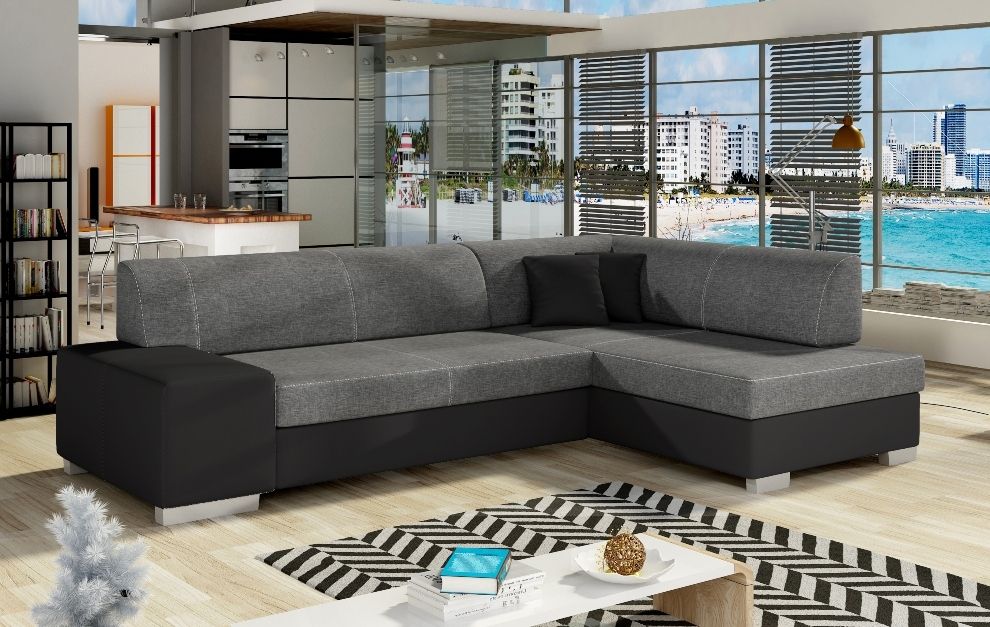 Corner Sleeper Sofa Salisbury | size: Width: 268cm, Height: 73cm, Depth: 167cm | color: Black/Grey | image: 0 | variant: 1008868