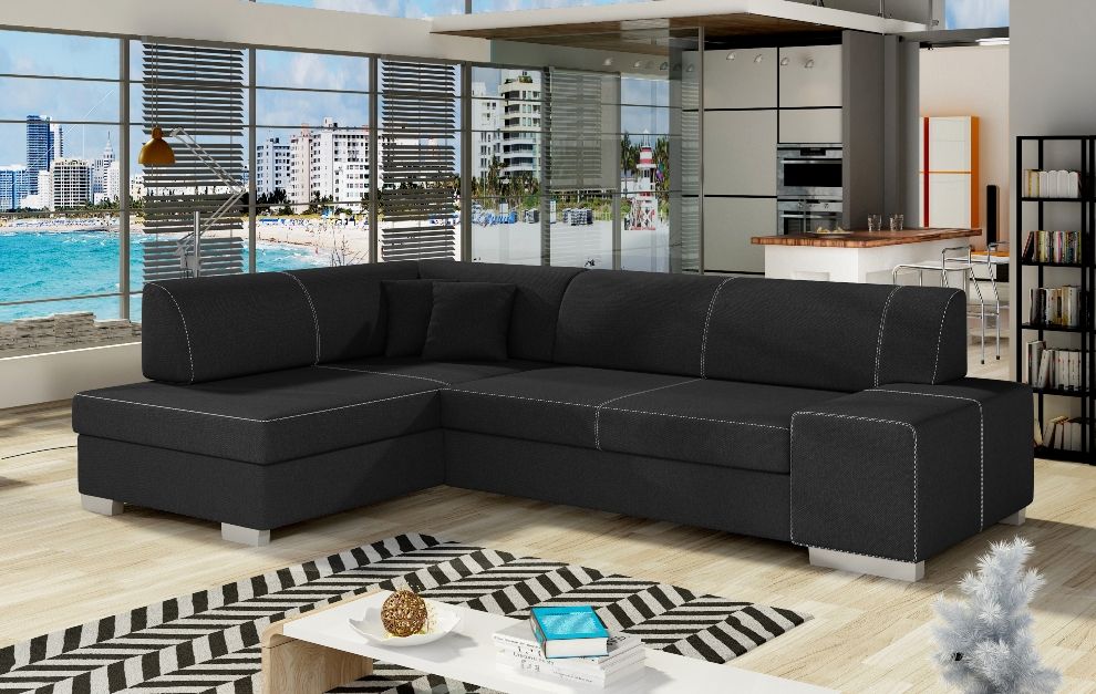Corner Sleeper Sofa Salisbury | size: Width: 268cm, Height: 73cm, Depth: 167cm | color: Black | image: 0 | variant: 1008858