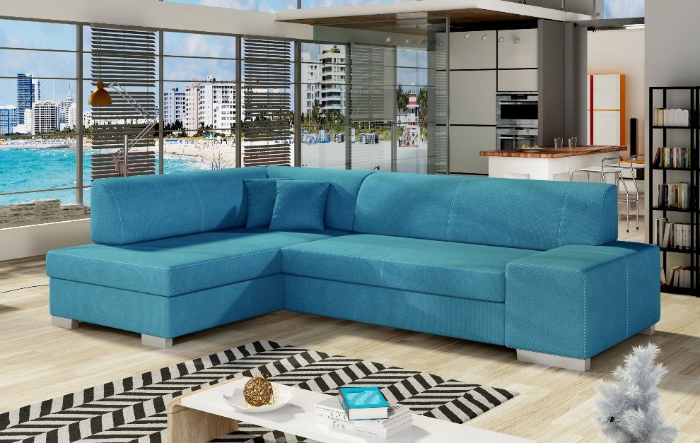 Corner Sleeper Sofa Salisbury | size: Width: 268cm, Height: 73cm, Depth: 167cm | color: Blue | image: 0 | variant: 1008861