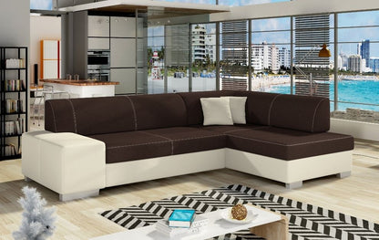Corner Sleeper Sofa Salisbury | size: Width: 268cm, Height: 73cm, Depth: 167cm | color: Brown/Beige | image: 0 | variant: 1008866