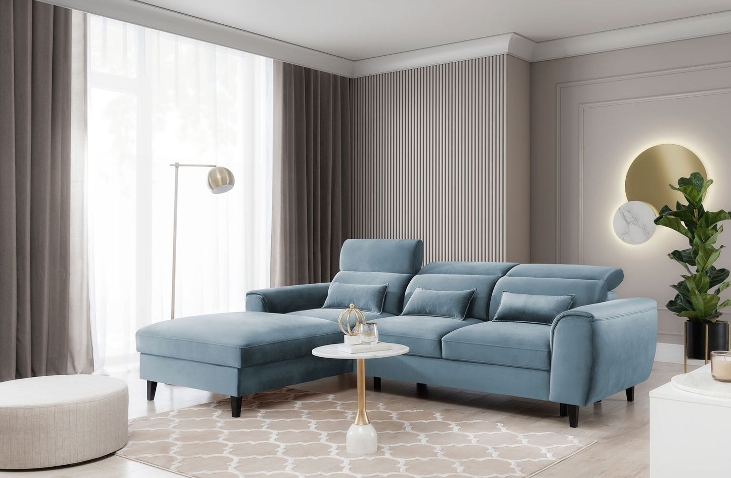 Corner Sleeper Sofa Scarborough 2 | size: Width: 267cm, Height: 100cm, Depth: 196cm | color: Velvetmat | image: 1 | variant: 1015430