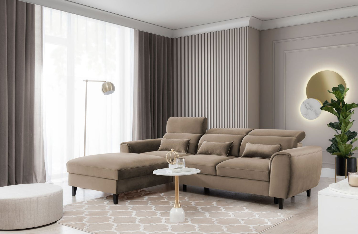 Corner Sleeper Sofa Scarborough 3 | size: Width: 267cm, Height: 100cm, Depth: 196cm | color: Nube | image: 1 | variant: 1015431
