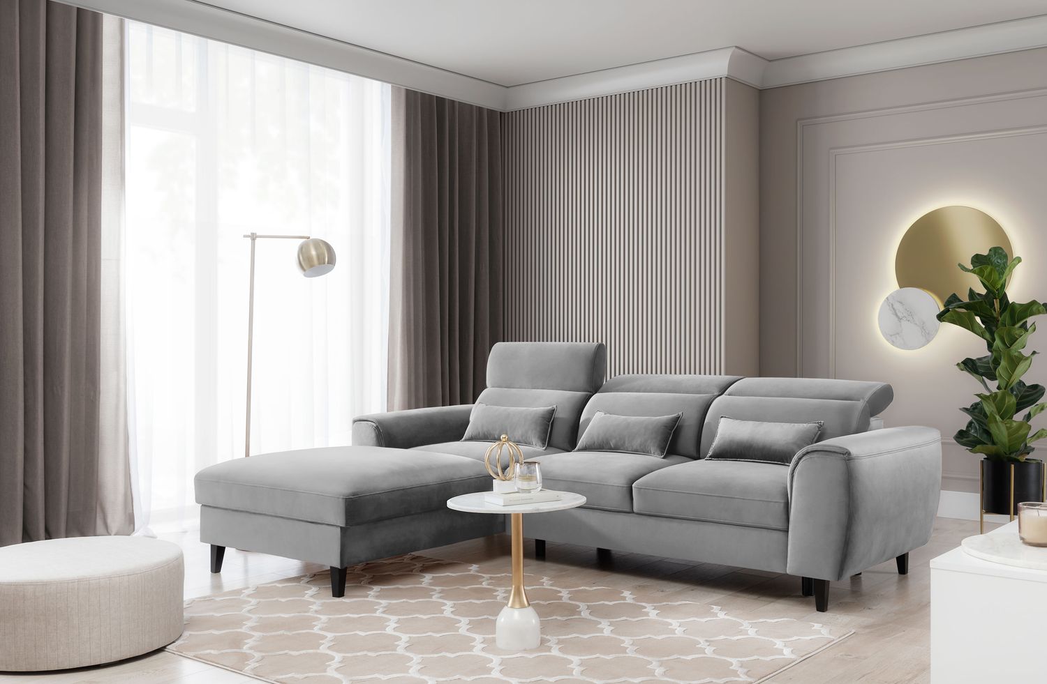 Corner Sleeper Sofa Scarborough | size: Width: 267cm, Height: 100cm, Depth: 196cm | color: Nube | image: 1 | variant: 1015428