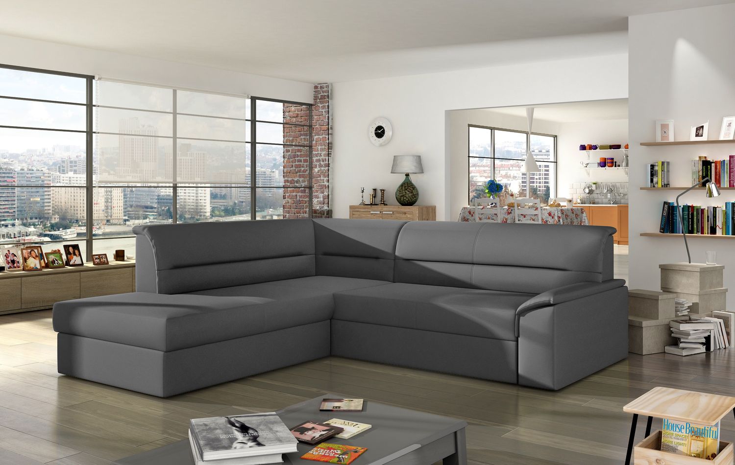 Corner Sleeper Sofa Sleaford 13 | size: Width: 212cm, Height: 90cm, Depth: 65cm | color: Soft | image: 1 | variant: 1016446
