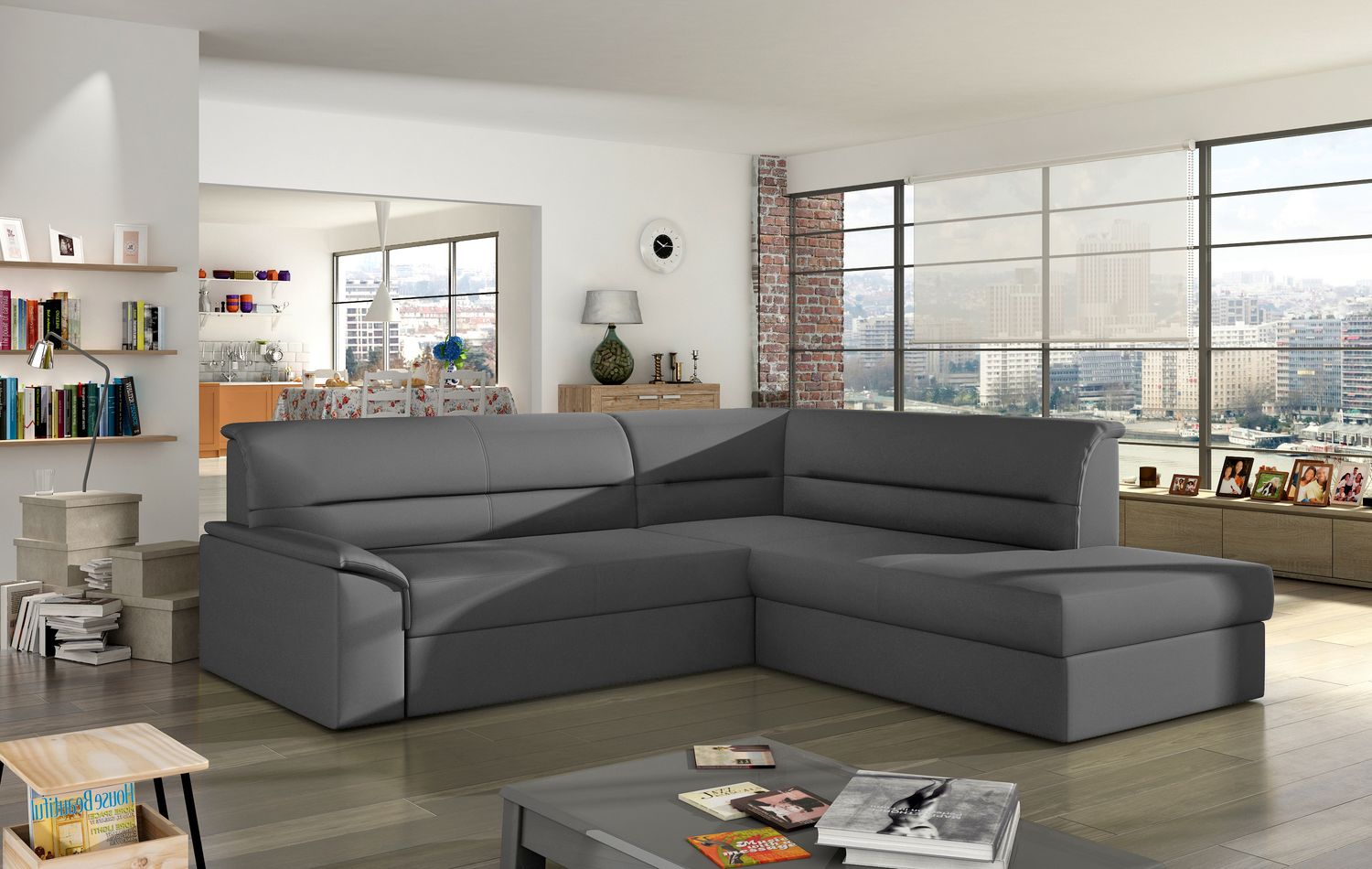 Corner Sleeper Sofa Sleaford 14 | size: Width: 212cm, Height: 90cm, Depth: 65cm | color: Soft | image: 1 | variant: 1016447