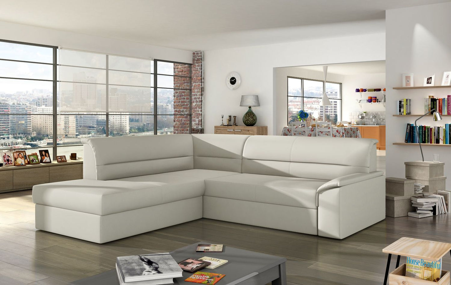 Corner Sleeper Sofa Sleaford 16 | size: Width: 212cm, Height: 90cm, Depth: 65cm | color: Soft | image: 1 | variant: 1016449