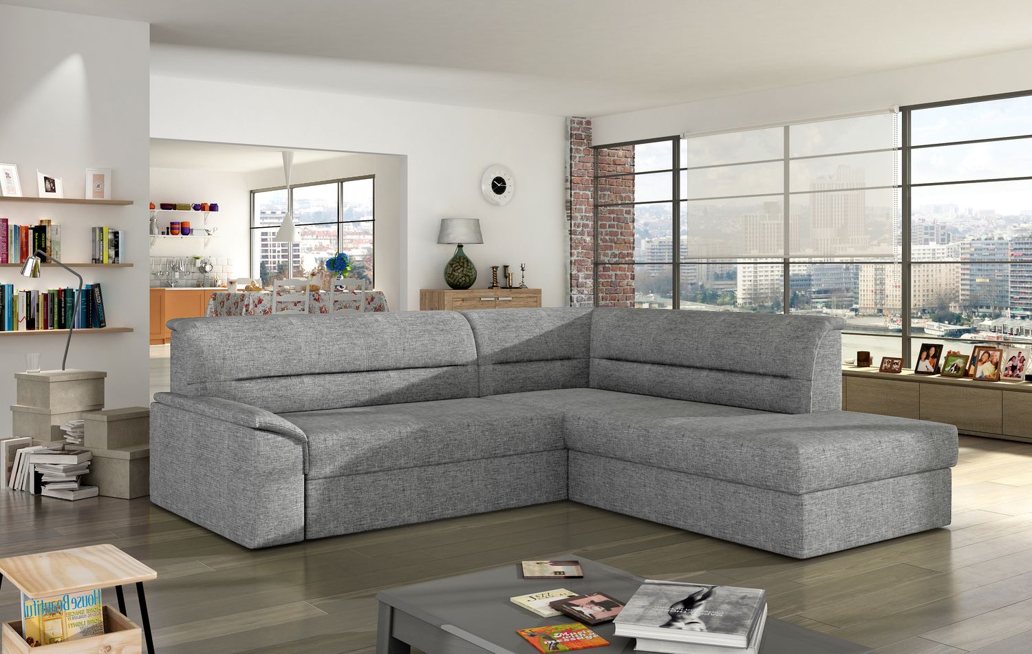 Corner Sleeper Sofa Sleaford | size: Width: 212cm, Height: 90cm, Depth: 65cm | color: Sawana | image: 1 | variant: 1016433