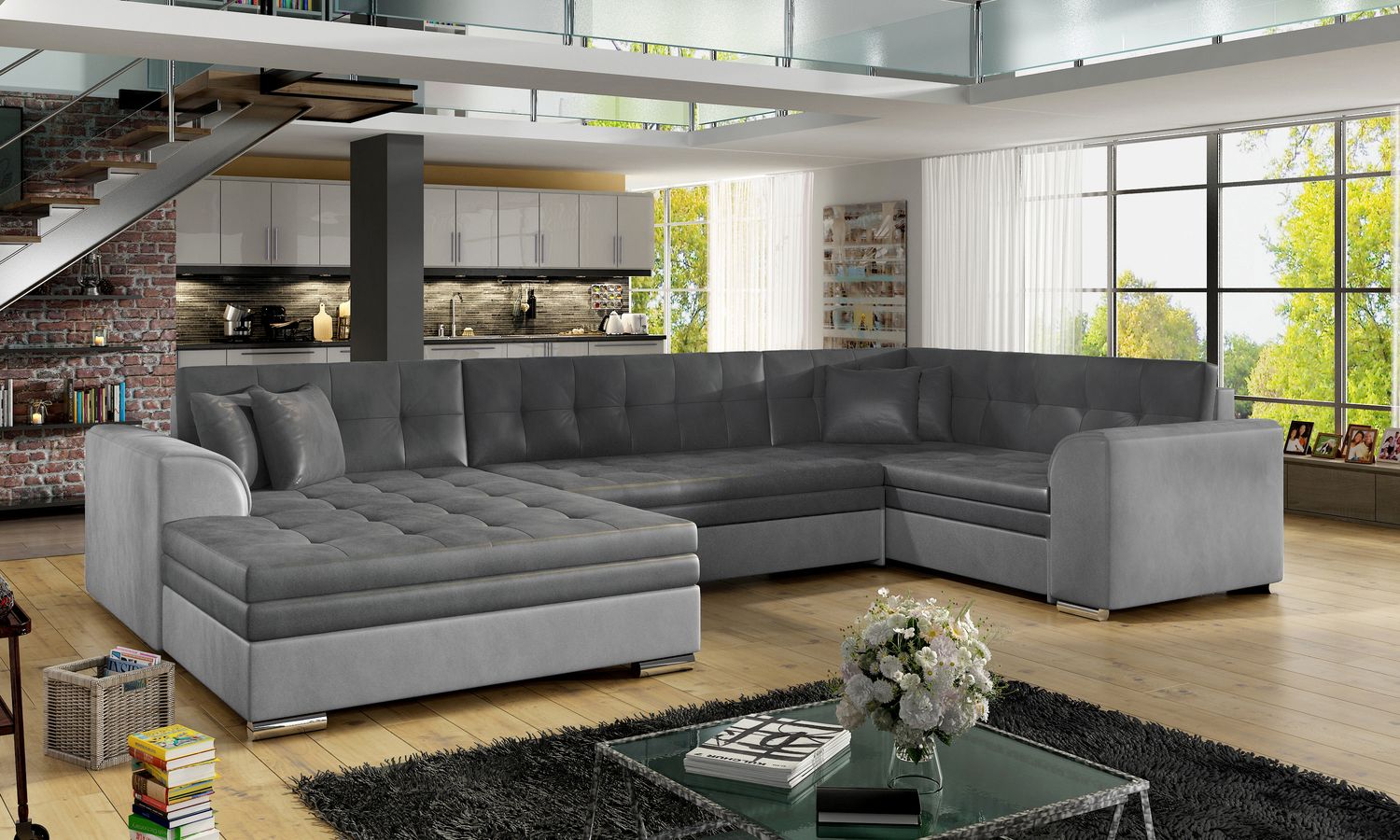 Corner Sleeper Sofa St Ives 5 | size: Width: 338cm, Height: 78cm, Depth: 189cm | color: Monolith | image: 1 | variant: 1016372