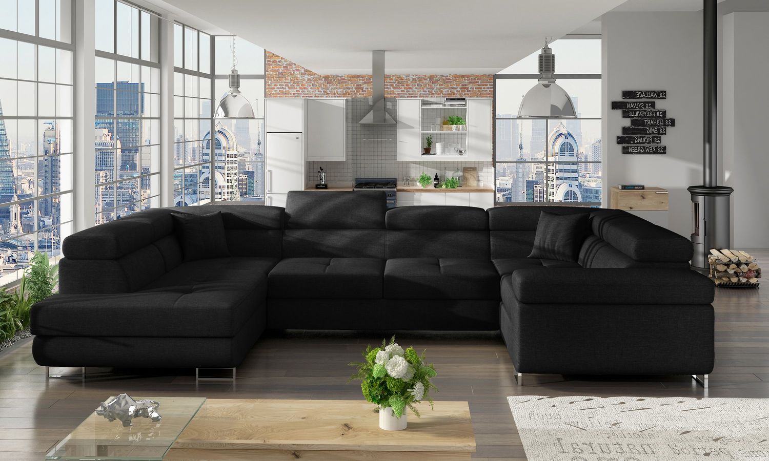 Corner Sleeper Sofa Stamford 52 | size: Width: 340cm, Height: 90cm, Depth: 58cm | color: Sawana | image: 1 | variant: 1016758