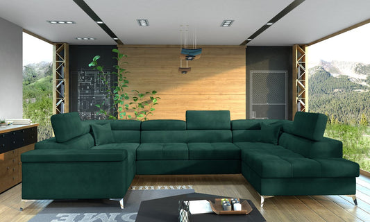 Corner Sleeper Sofa Thiago 17 | size: Width: 208cm, Height: 88cm, Depth: 43cm | color: Green | image: 1 | variant: 1016485