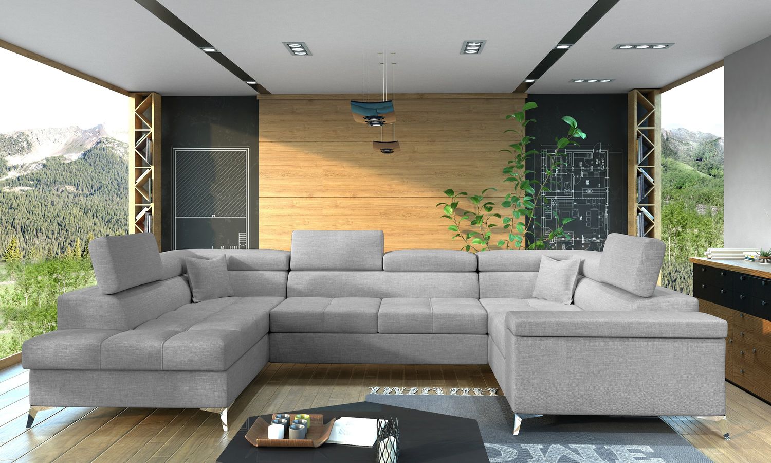 Corner Sleeper Sofa Thiago 32 | size: Width: 208cm, Height: 88cm, Depth: 43cm | color: Sawana | image: 1 | variant: 1016500