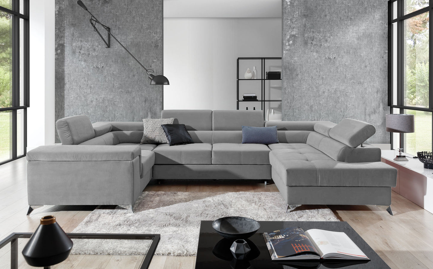 Corner Sleeper Sofa Thiago 52 | size: Width: 208cm, Height: 88cm, Depth: 43cm | color: Paros | image: 1 | variant: 1016520